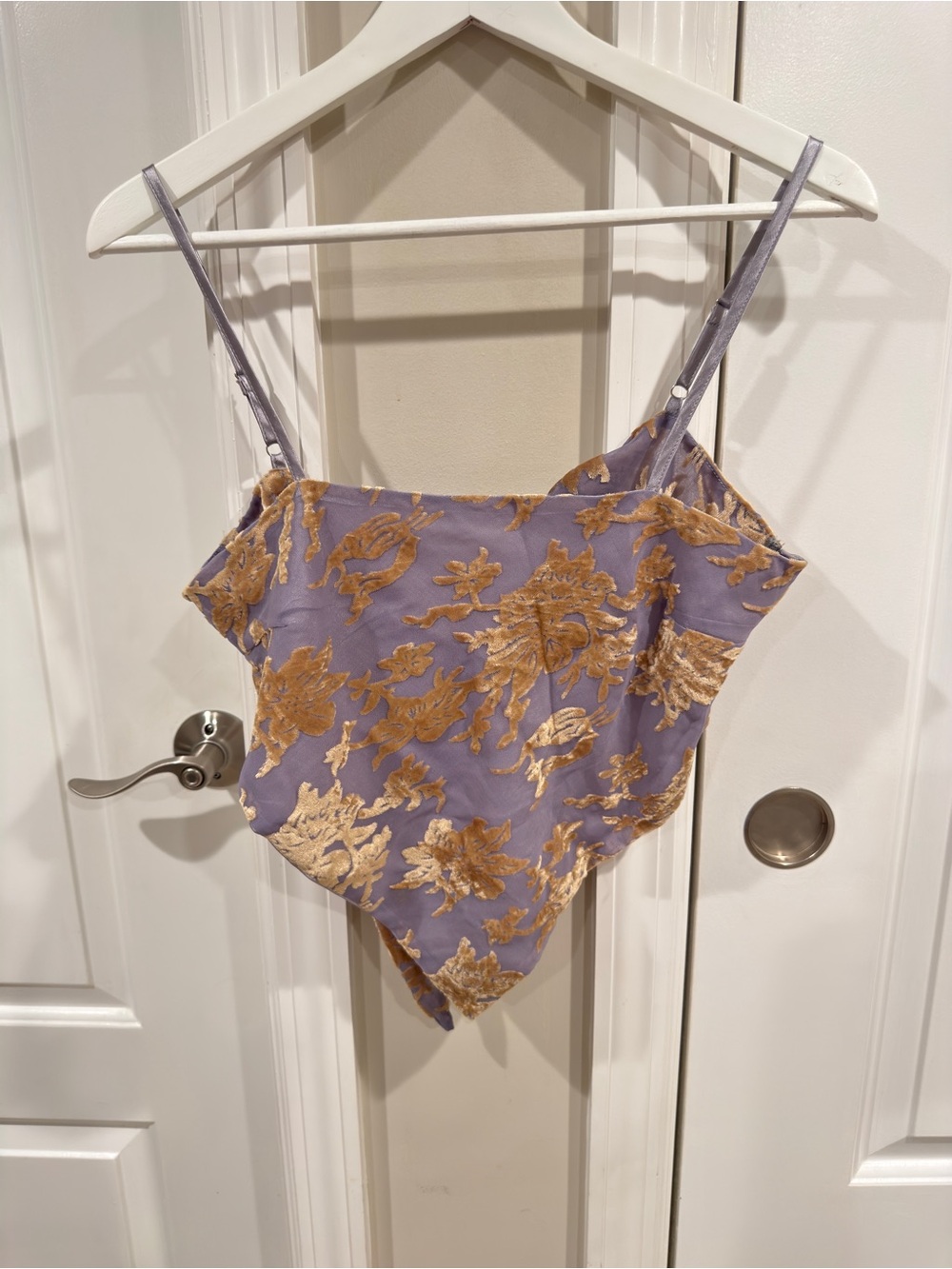 Cloud Ten Purple Gold Floral Bandana Satin Hem Cami Top Women's Small
